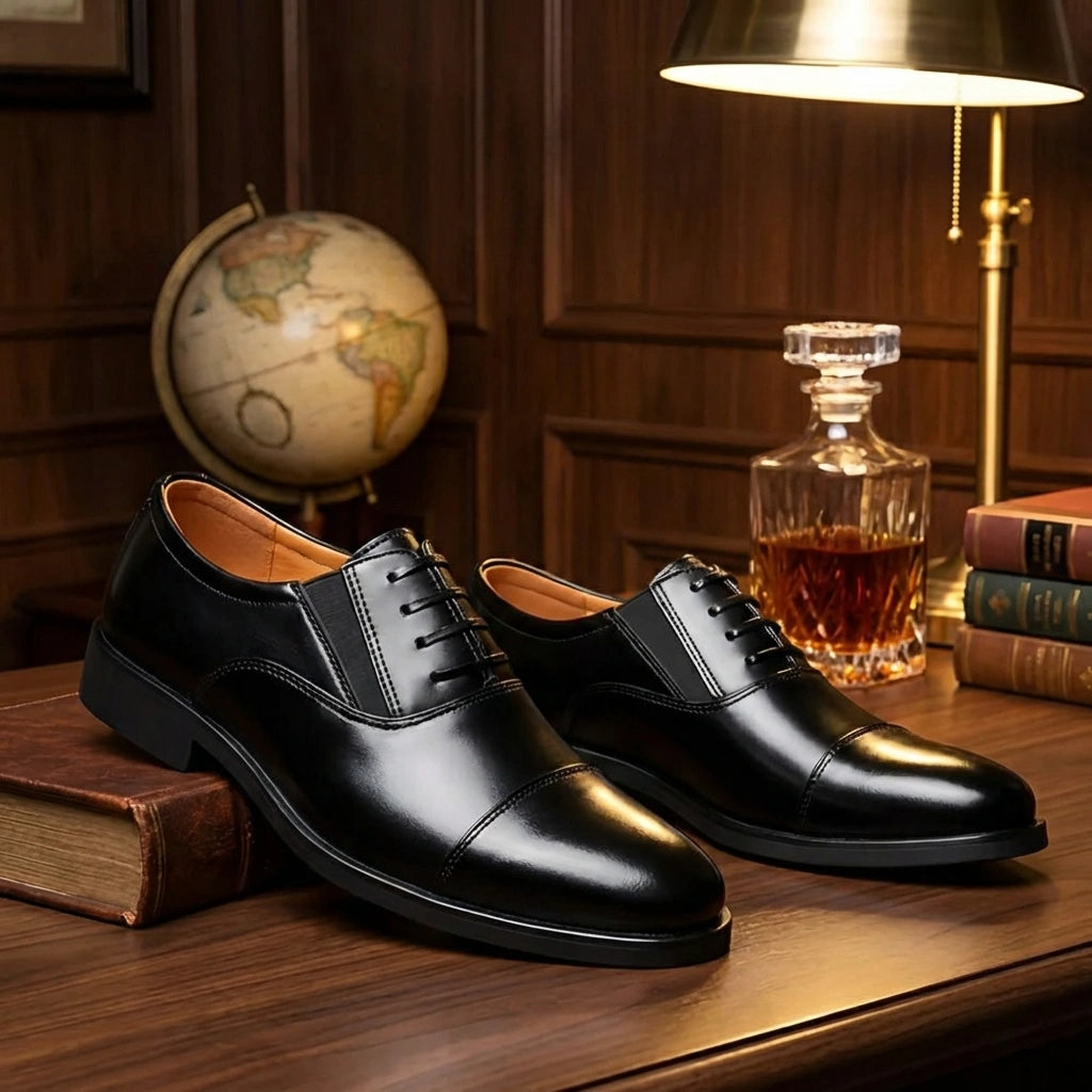 Men's Premium Black Formal Shoes - Business Dress Shoes for Office,  Weddings & Events - Comfortable Lace-Up Synthetic Leather Oxfords  MaxSmile