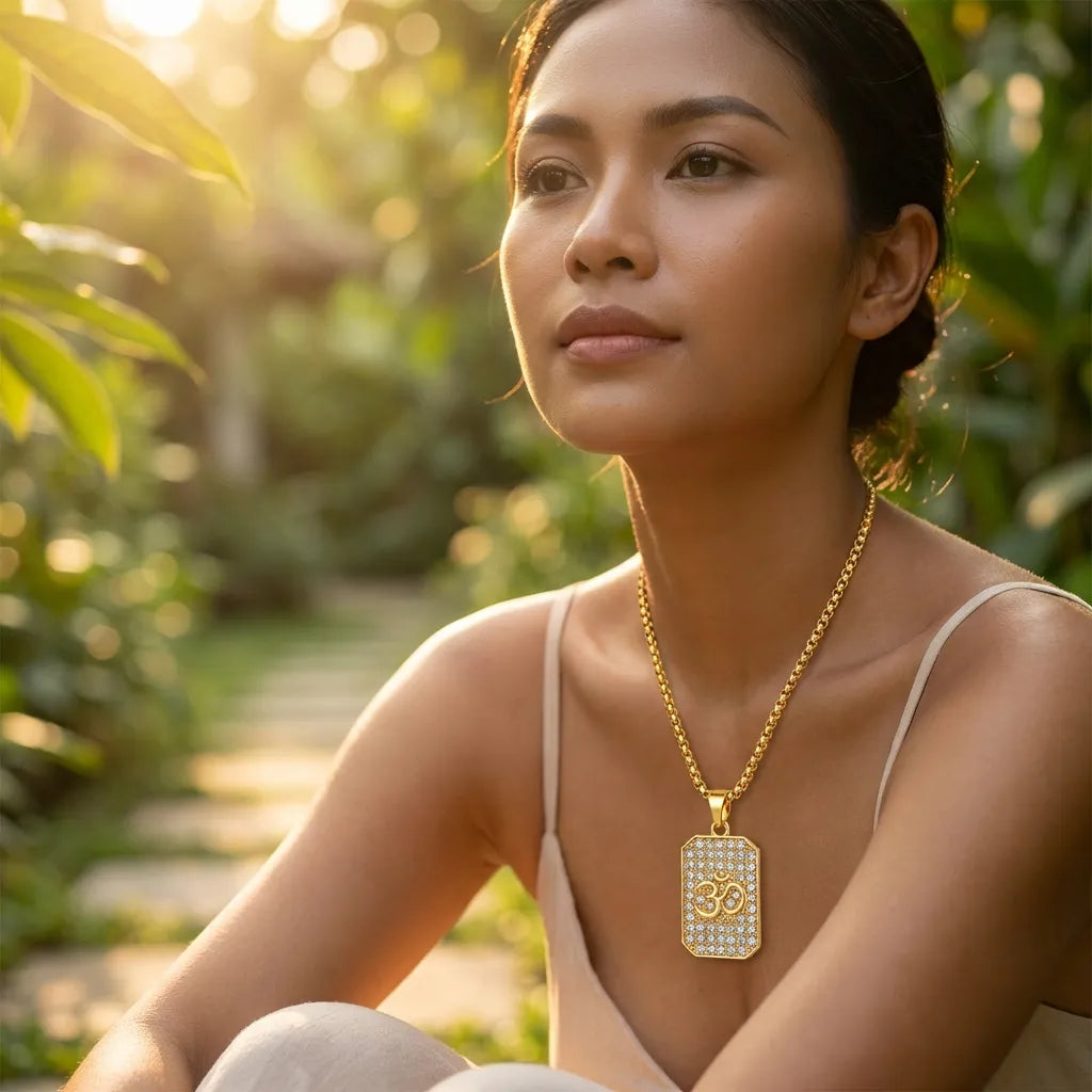 Diamond Om Pendant Necklace
