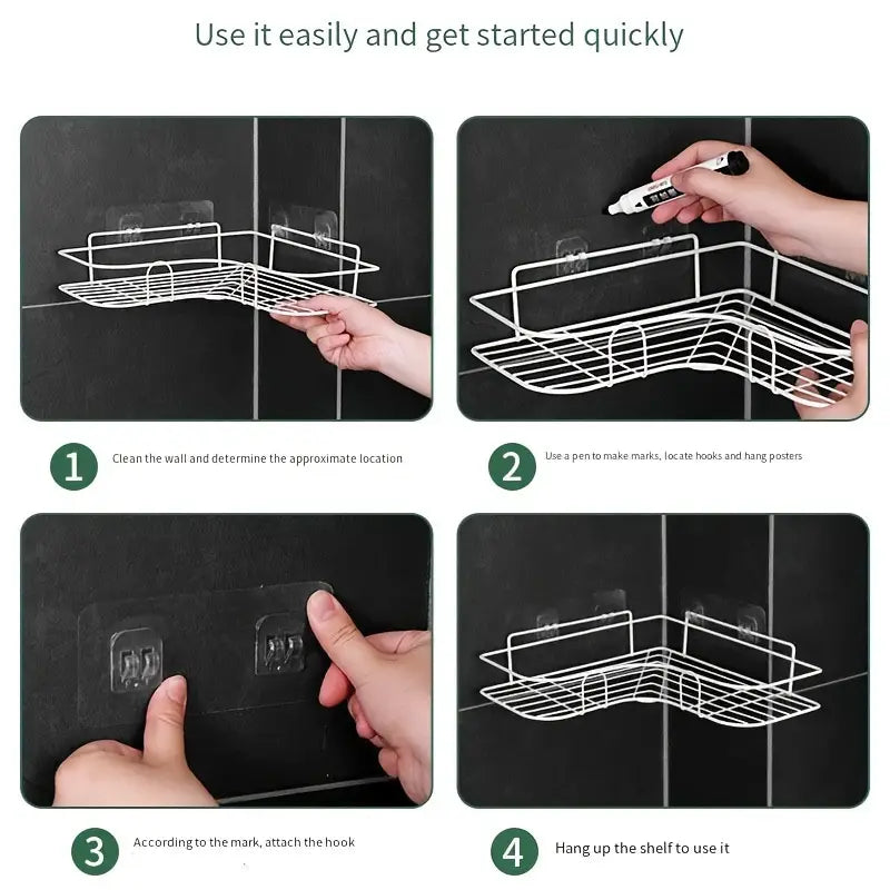 1pc No Drill Corner Wall Mounted Toilet Storage Home Improvement