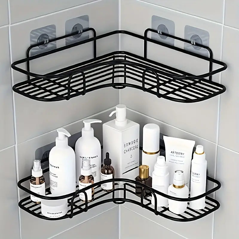 1pc No Drill Corner Wall Mounted Toilet Storage Home Improvement