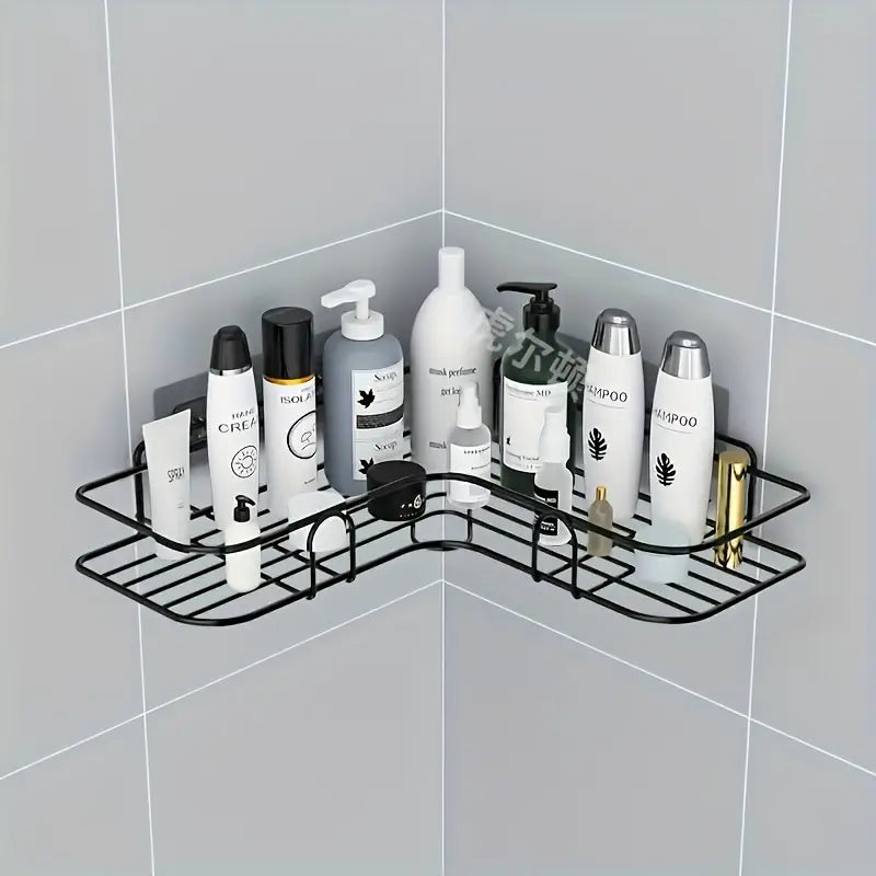 1pc No Drill Corner Wall Mounted Toilet Storage Home Improvement