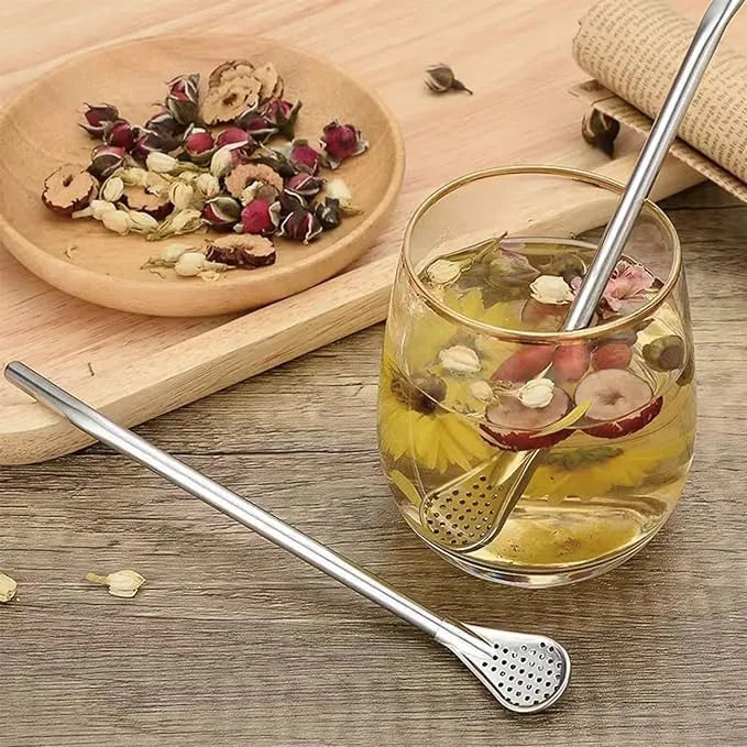 2 in 1 Stainless Steel Drinking Spoon Straws (Pack of 2) Kitchenware