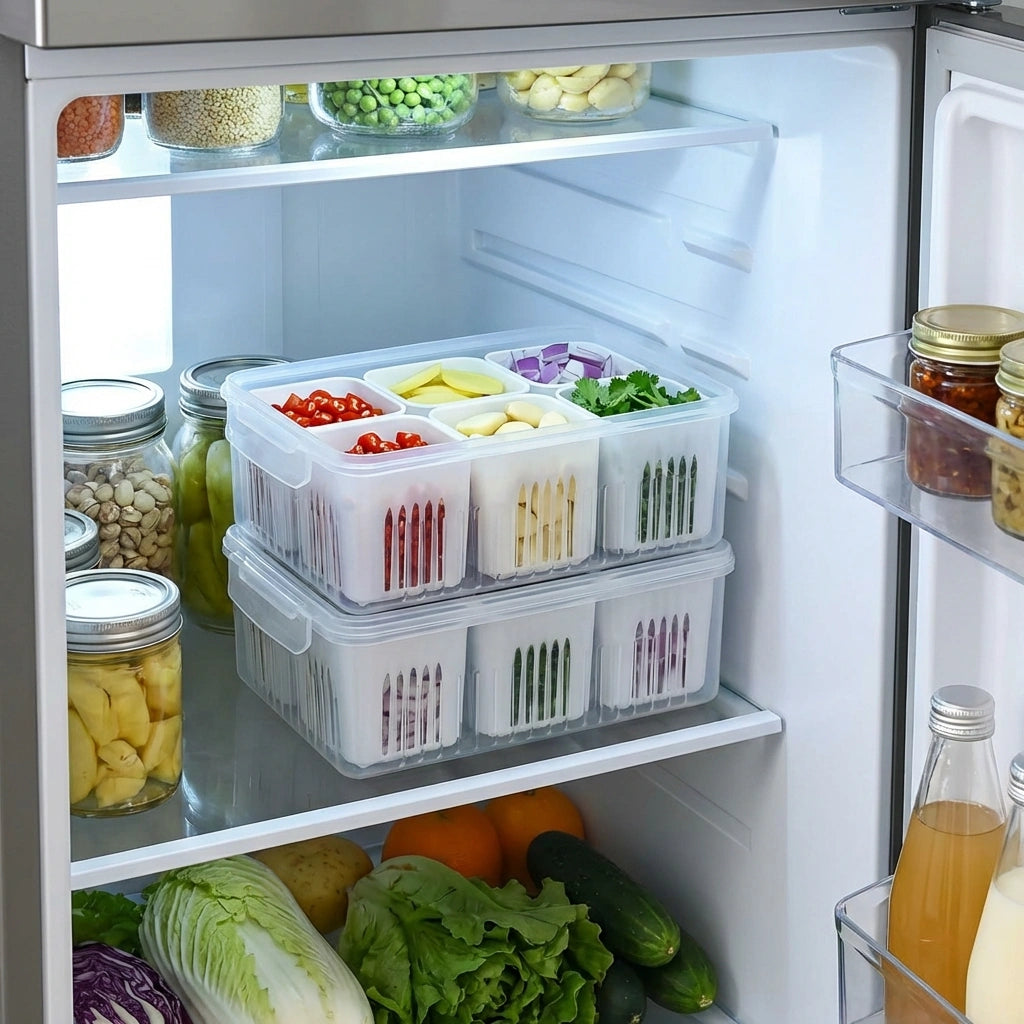 6 Grid Fridge Storage Boxes Containers