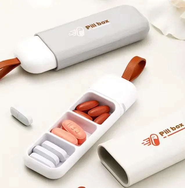 Three Compartment Pill Organizer Box Health