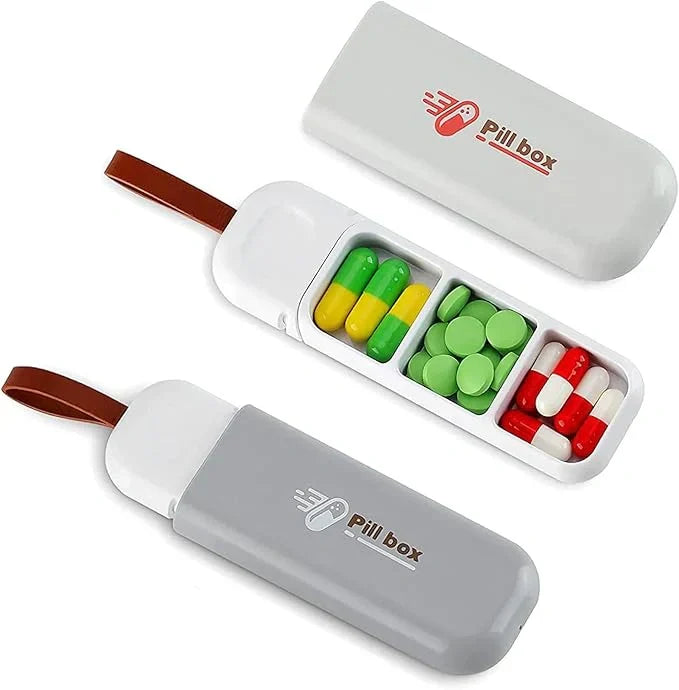 Three Compartment Pill Organizer Box Health