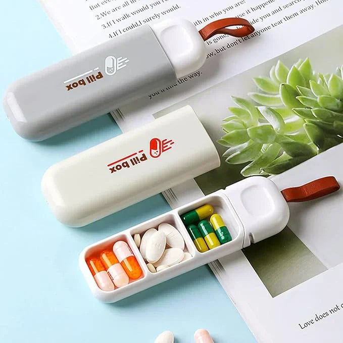 Three Compartment Pill Organizer Box Health