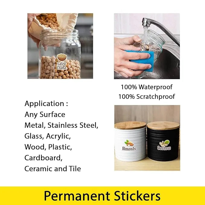 3D Waterproof Kitchen Spice Jar Label Stickers (Pack of 1 60 Stickers) Home & Kitchen