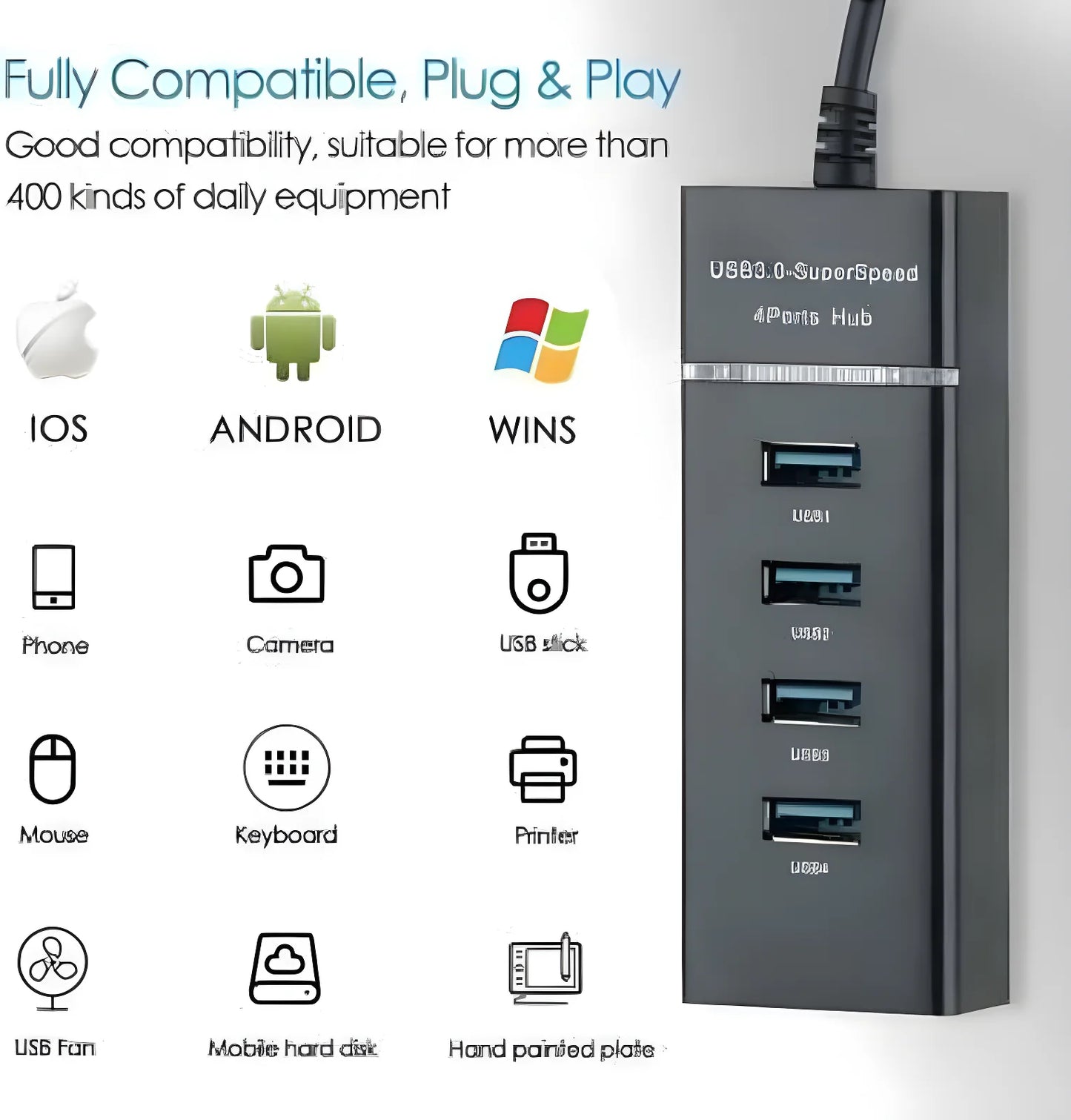 4 Port SuperSpeed USB Hub Electronics