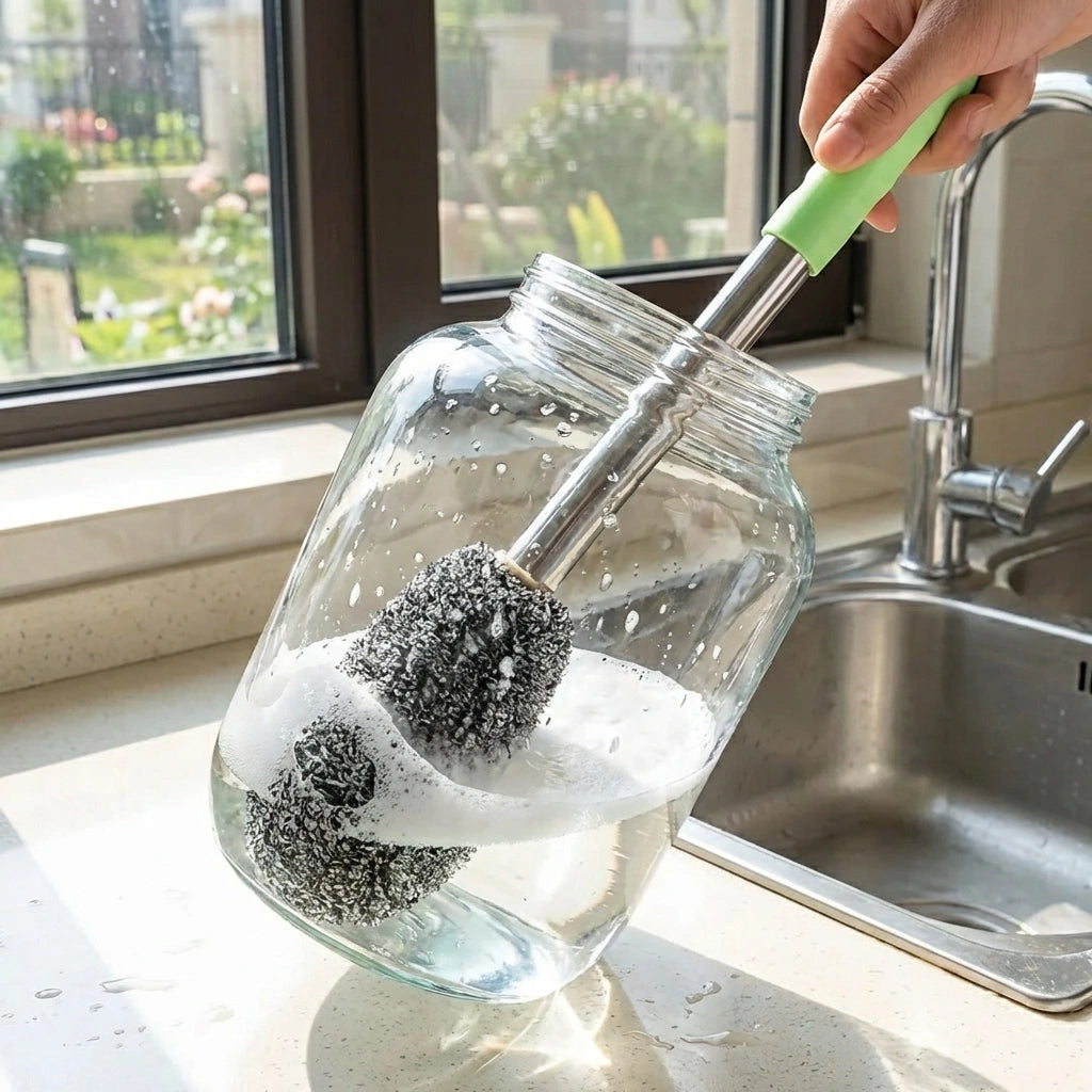 Bottle Jar Toilet Cleaner Brush Scrubber