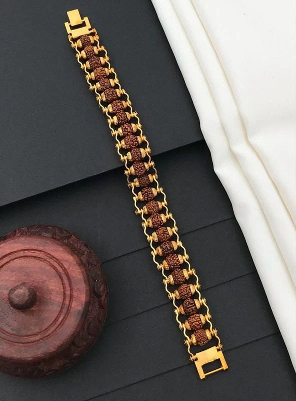5 Mukhi Rudraksha Bracelet – Gold Plated Alloy Beads Convertible Jewelry for Men & Women jewelry