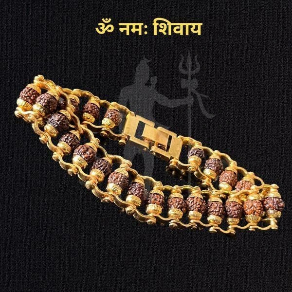 5 Mukhi Rudraksha Bracelet – Gold Plated Alloy Beads Convertible Jewelry for Men & Women jewelry