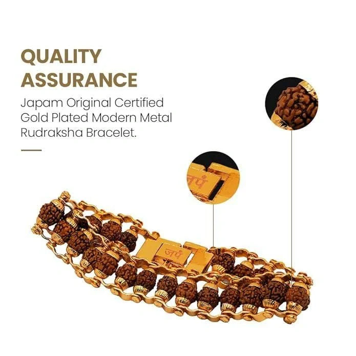 5 Mukhi Rudraksha Bracelet – Gold Plated Alloy Beads Convertible Jewelry for Men & Women jewelry