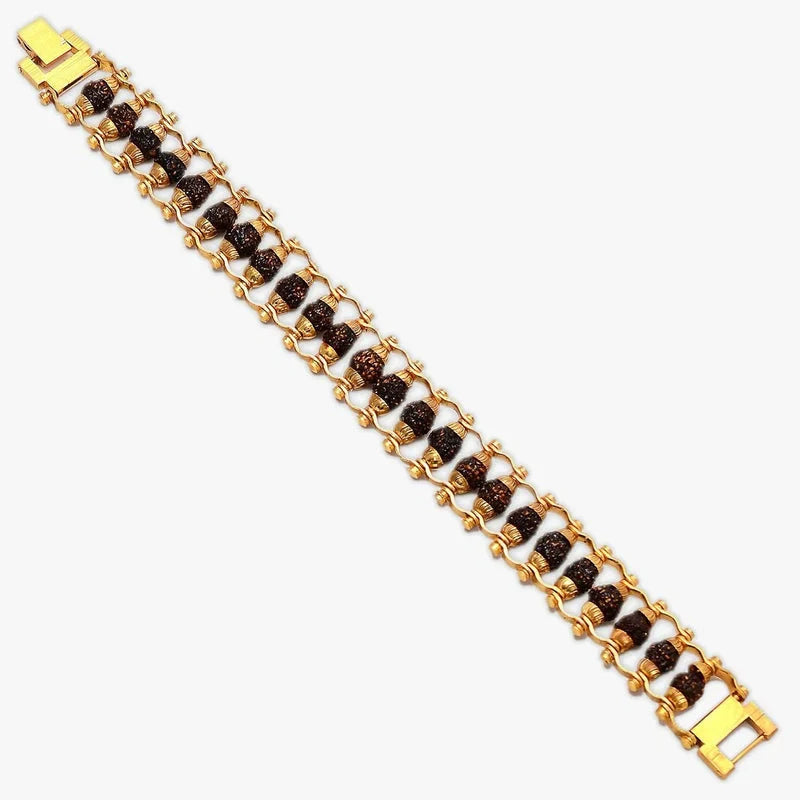 5 Mukhi Rudraksha Bracelet – Gold Plated Alloy Beads Convertible Jewelry for Men & Women jewelry