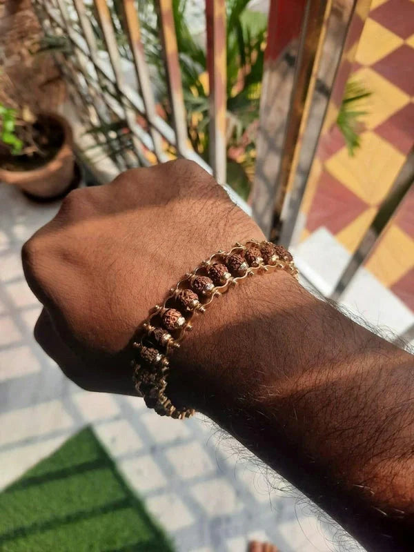 5 Mukhi Rudraksha Bracelet – Gold Plated Alloy Beads Convertible Jewelry for Men & Women jewelry
