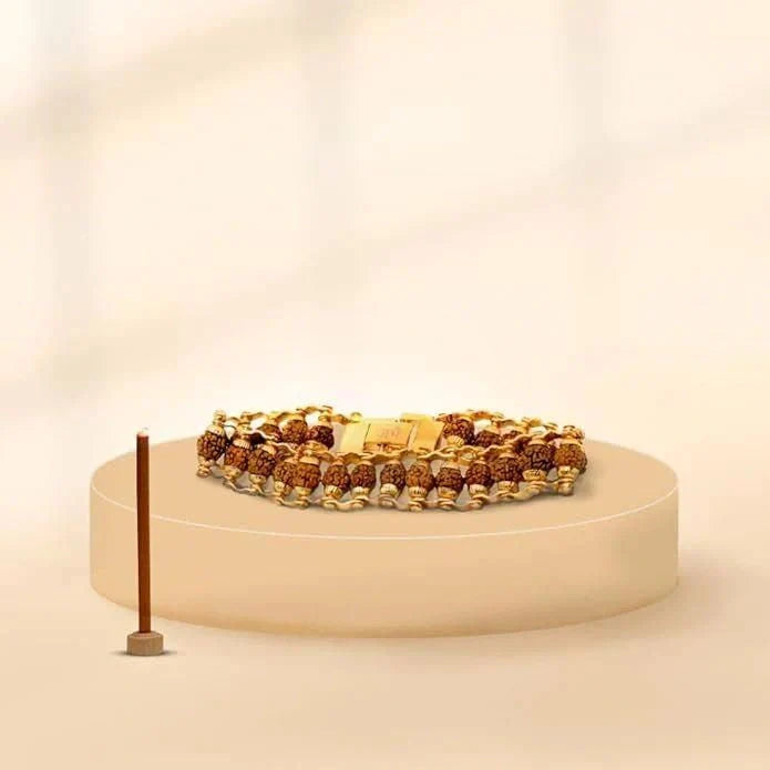 5 Mukhi Rudraksha Bracelet – Gold Plated Alloy Beads Convertible Jewelry for Men & Women jewelry