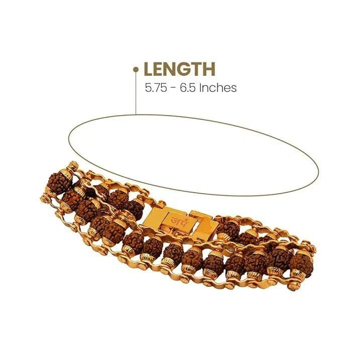 5 Mukhi Rudraksha Bracelet – Gold Plated Alloy Beads Convertible Jewelry for Men & Women jewelry