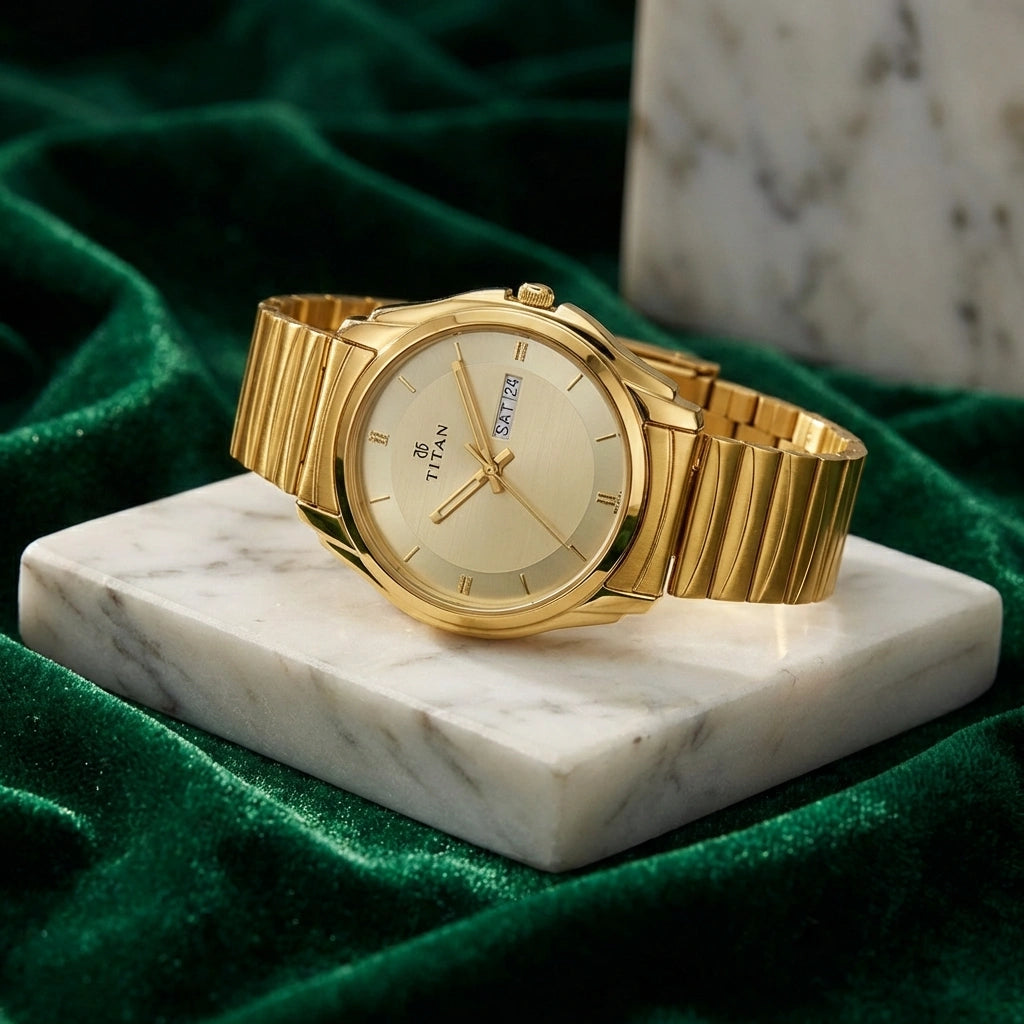 Men Gold-Toned Dial Watch