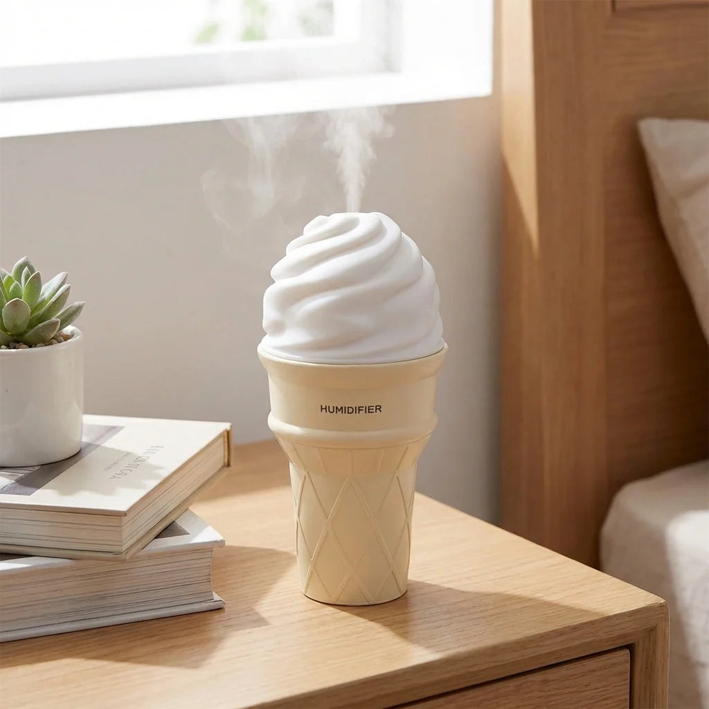 Ice Cream Cone Shape Air Freshener Humidifier (1pc Cream Color)