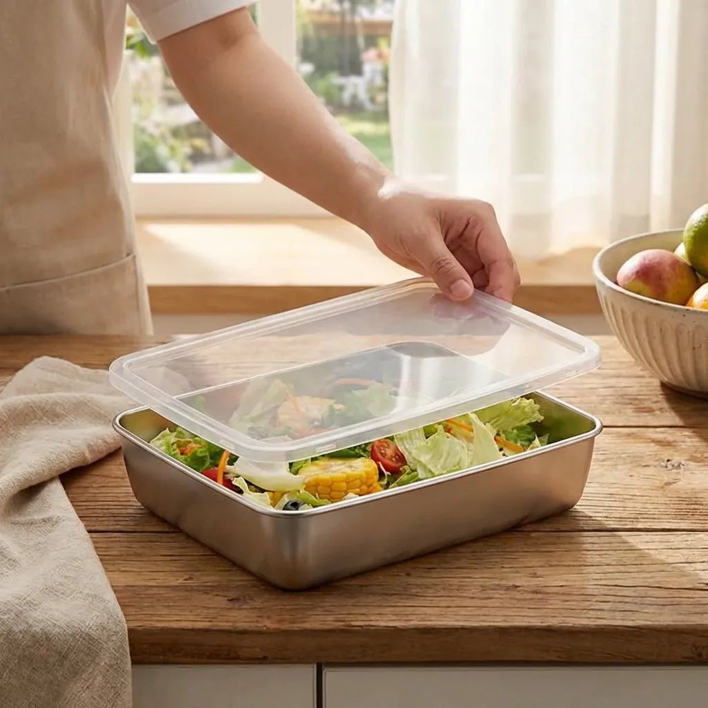 Non Stick Baking Pan Food Storage Box with Cover Pack of 2