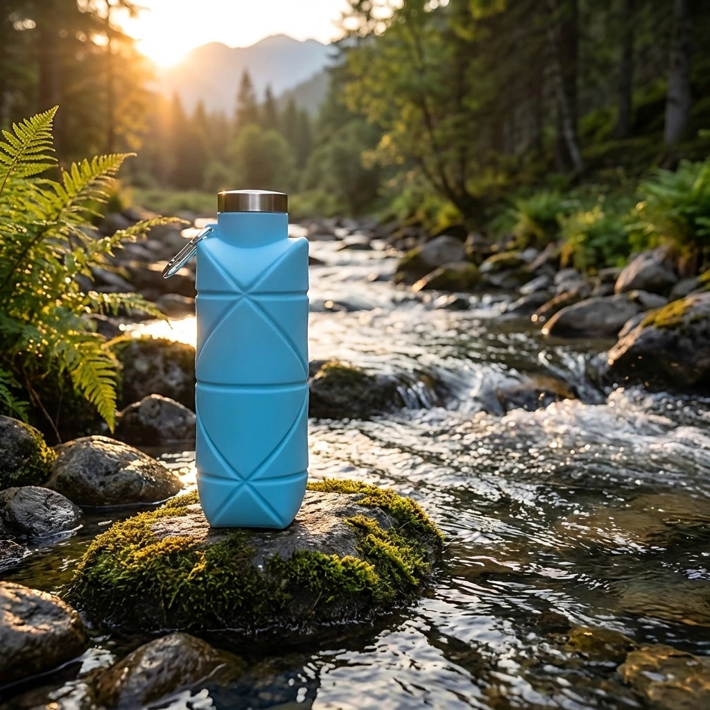 Foldable Silicone Water Bottle with Portable Buckle 700 ml (Pack of 2)