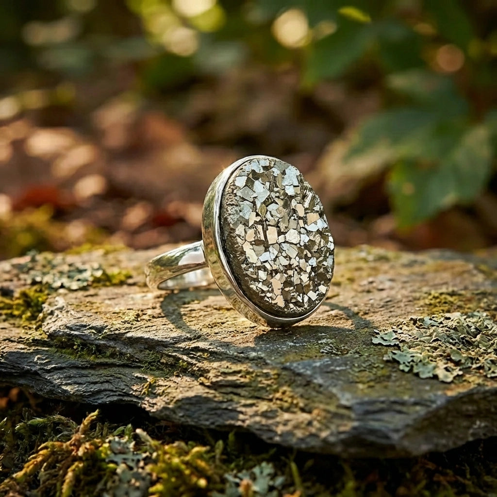 Adjustable Pyrite Ring