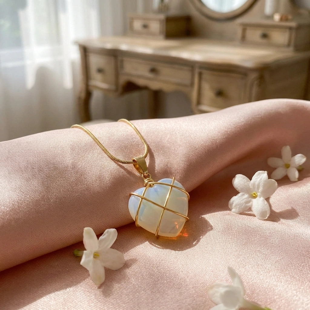 Fashion Metal Wrapped Love Heart Crystal Stone Pendant