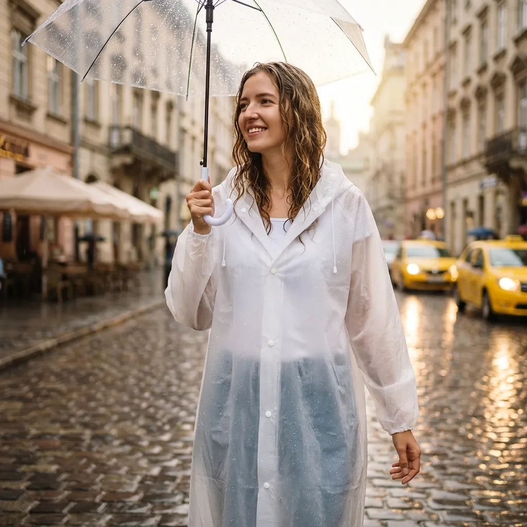 Unisex Hooded Button- Raincoat - Reusable for Adults