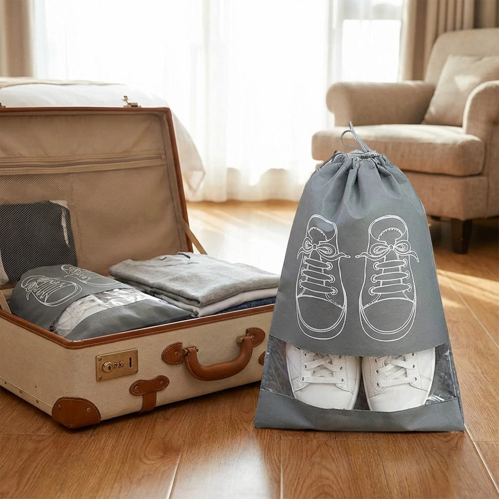 Shoe Bag - Transparent Window Portable Travel Dust-Proof Shoe Bags