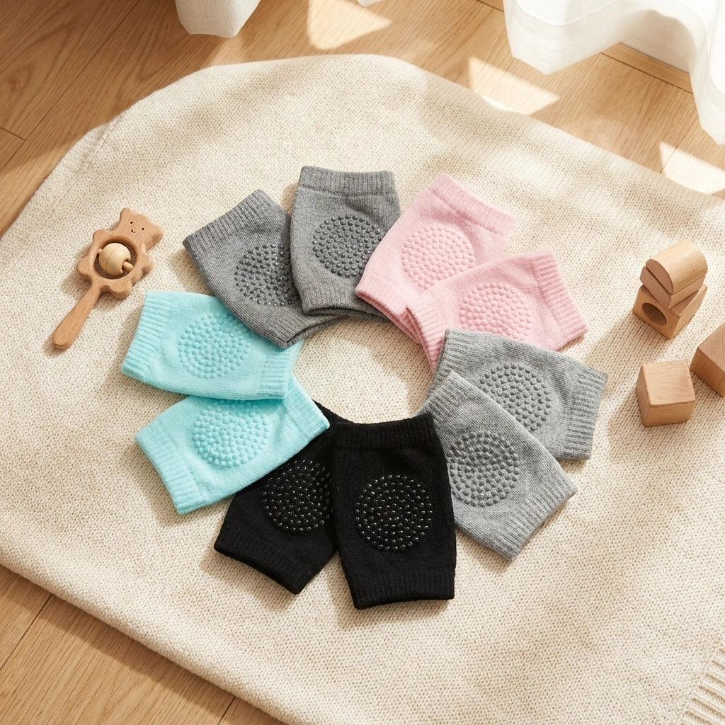 2 Pair Baby Crawling Elbow pad Baby Leg Warmer Baby Kneecap (Multi Color)