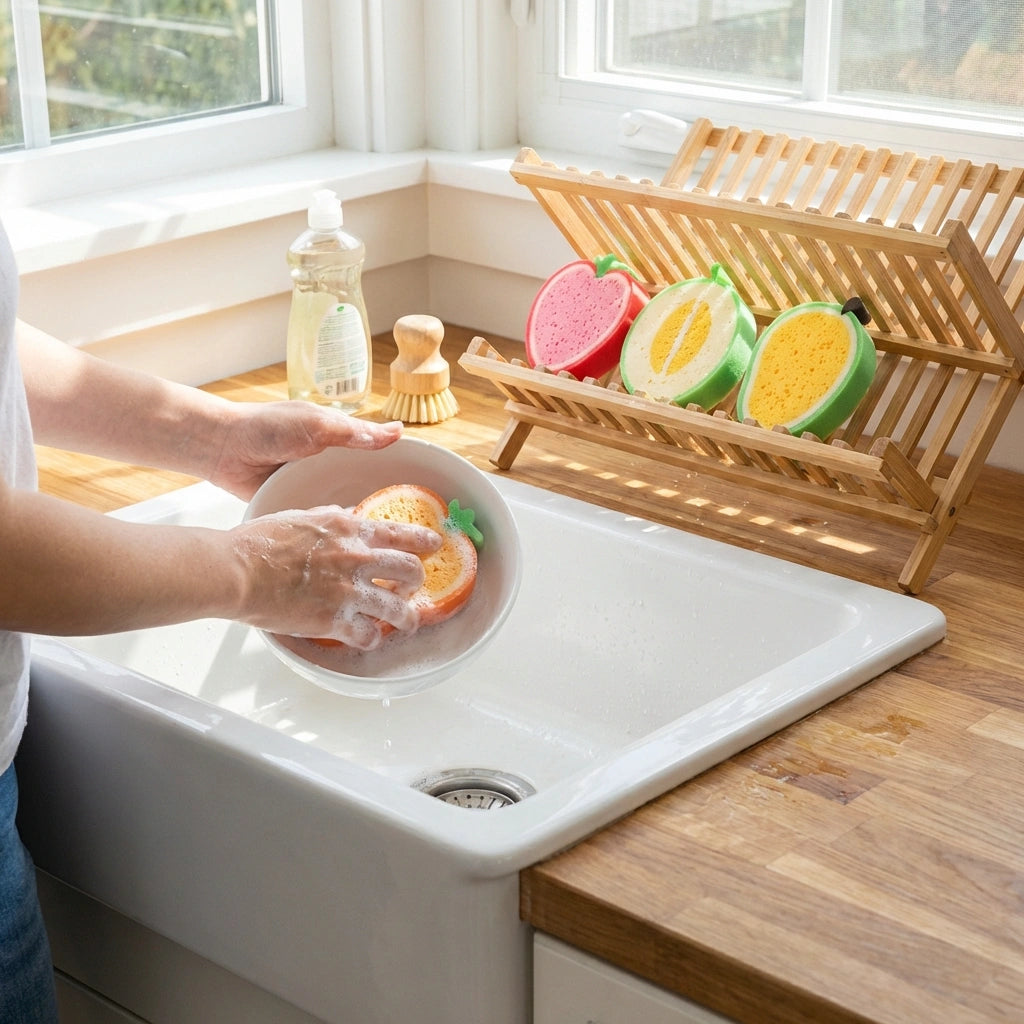 Cleaning Sponge- Fruits Shaped Kitchen/Bathroom Wash Cleaning Sponge (Pack of 4)