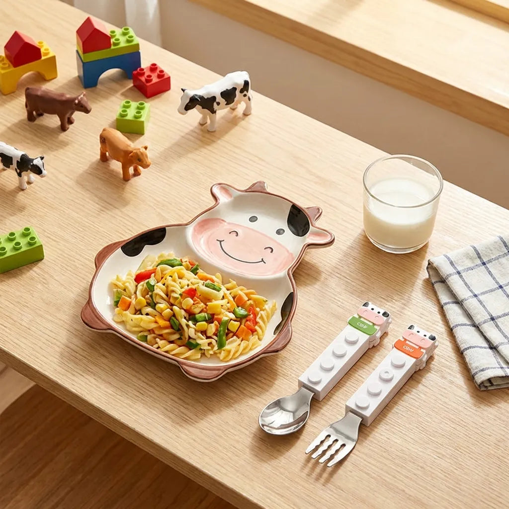 Cow Shaped Grip Spoon and Fork