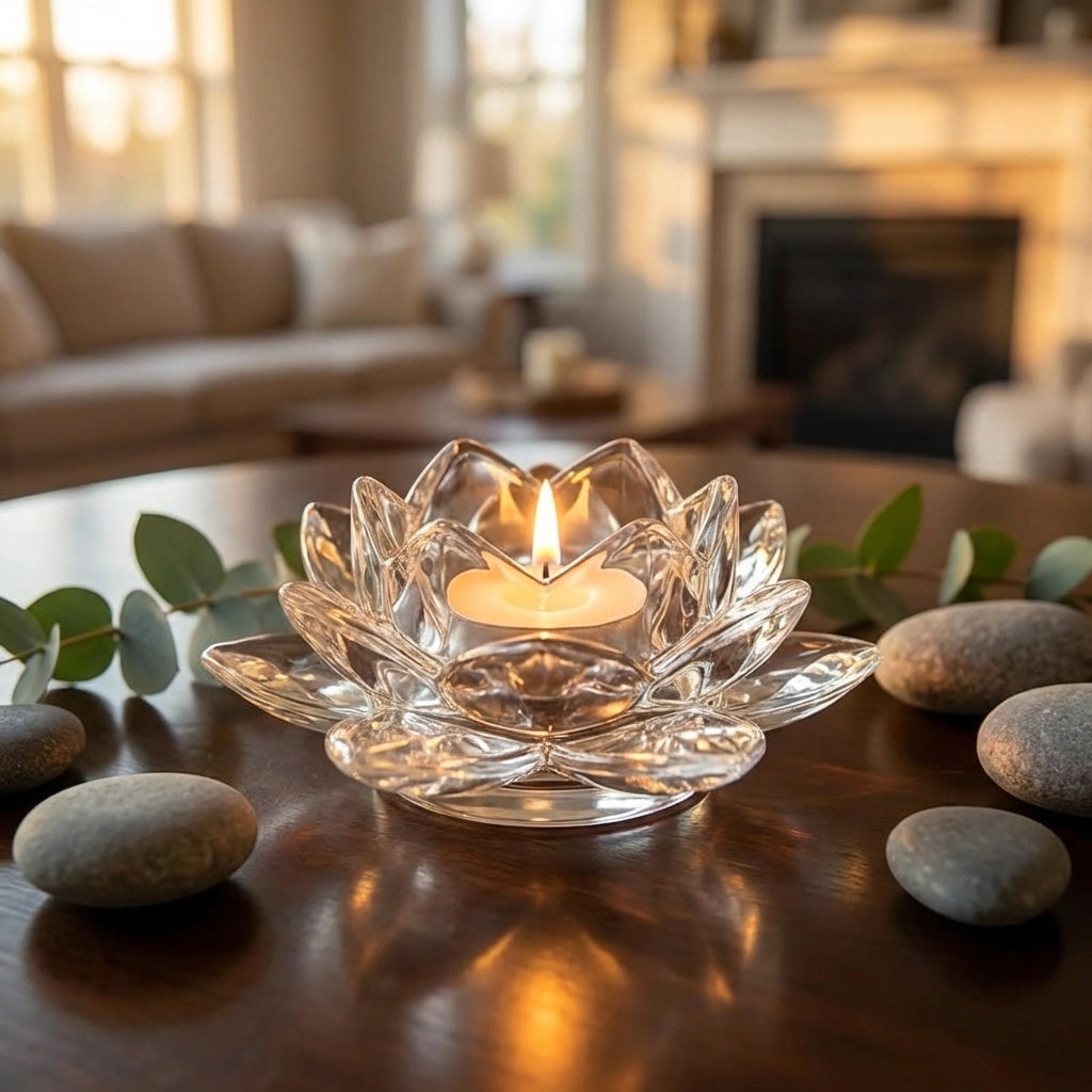 Glass Lotus Flower Tea Light