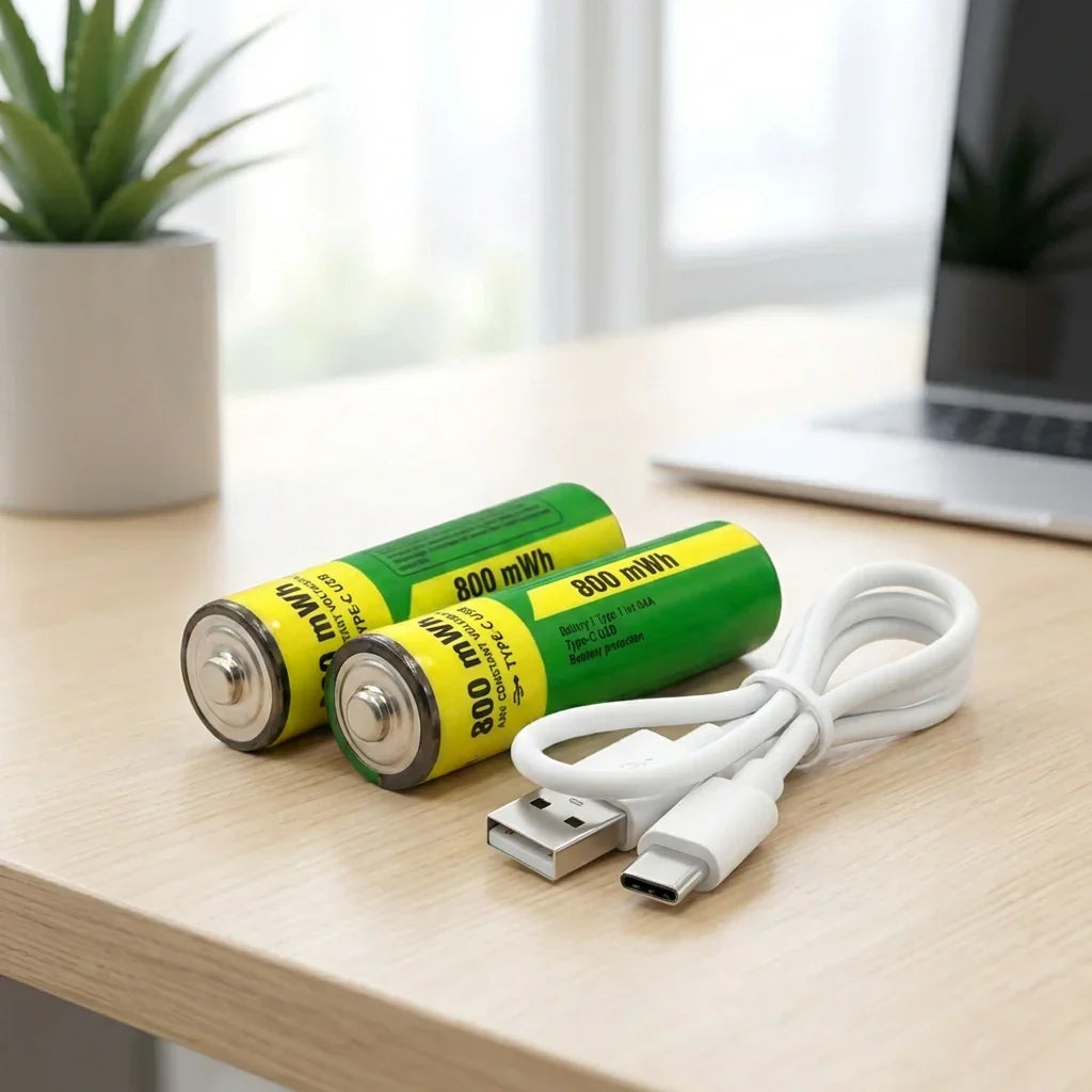 Best aaa rechargeable 800 mwh batteries with recharging cable (2 pc set) - 2026 | fast shipping