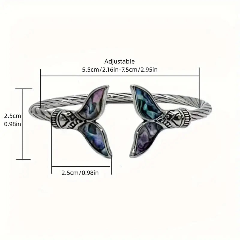 Abalone Shell Mermaid Tail Bangle Bracelet jewelry