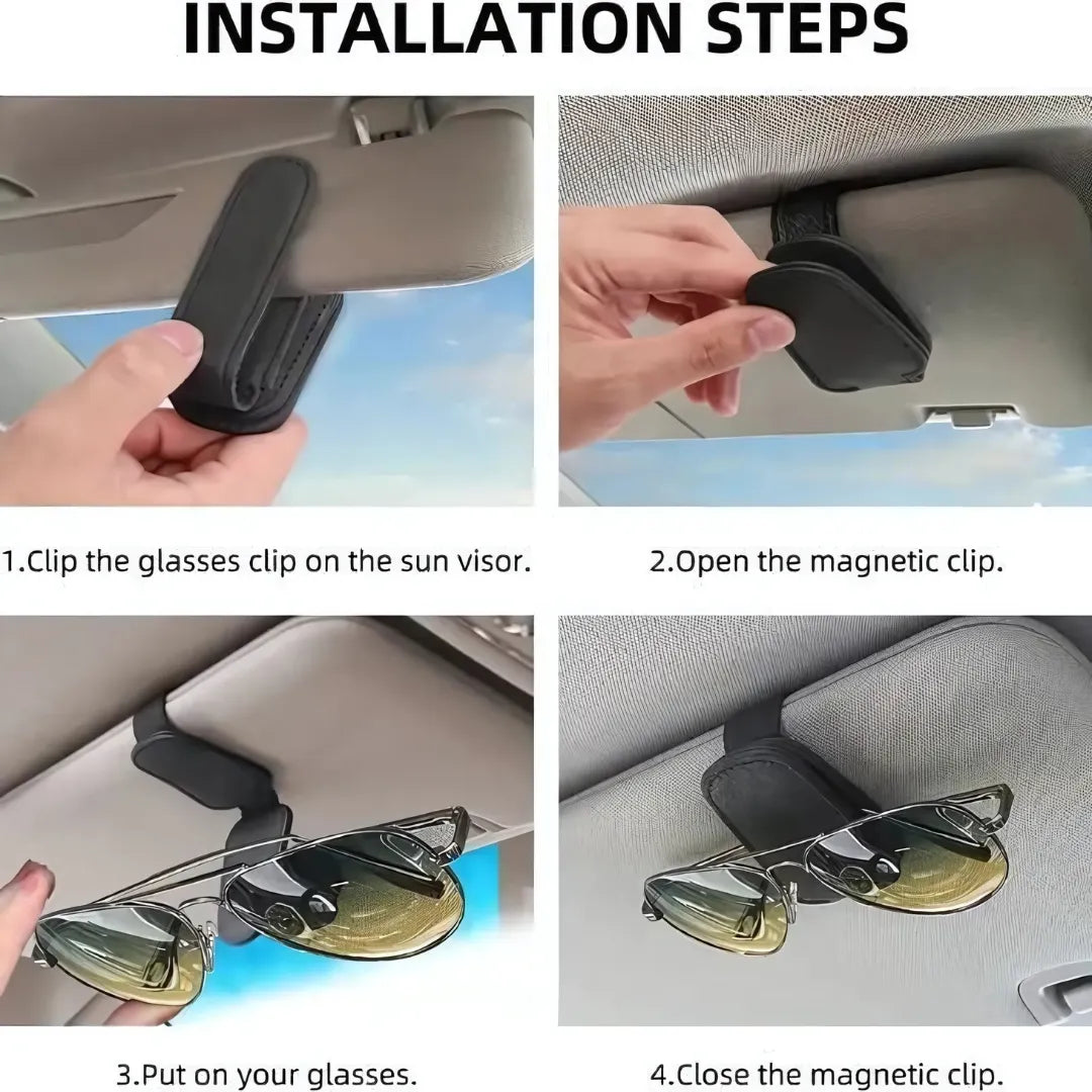 Automaze Leather Car Visor Sunglass Holder Clip for Car