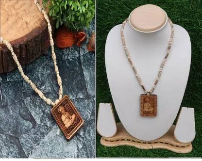 Bageshwar Dham Tulsi Mala with Wooden Hanumanji Locket jewelry
