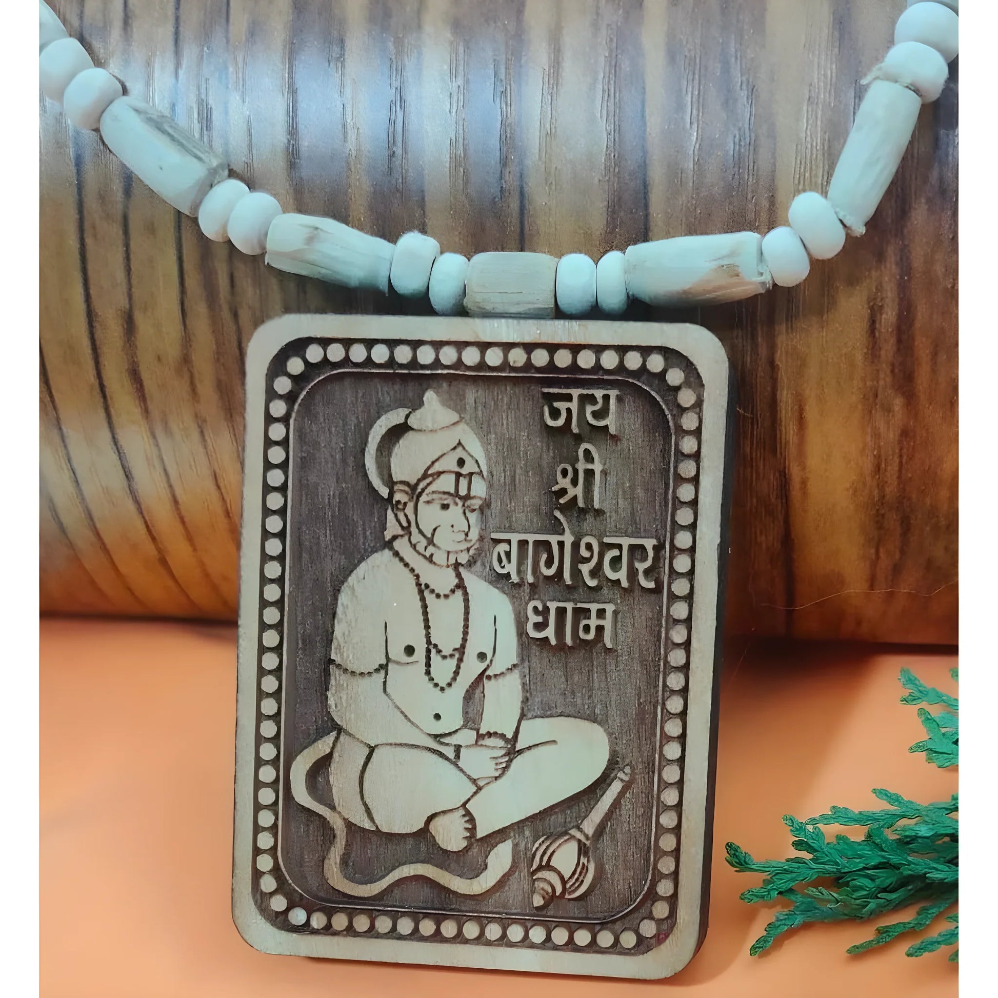 Bageshwar Dham Tulsi Mala with Wooden Hanumanji Locket jewelry