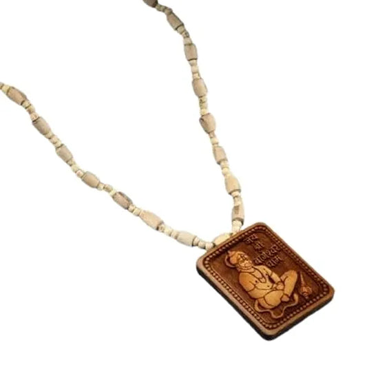Bageshwar Dham Tulsi Mala with Wooden Hanumanji Locket jewelry