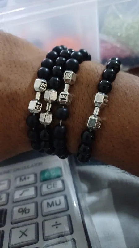 Black Matte Agate Onyx Beads Bracelet Pack of 2 jewelry