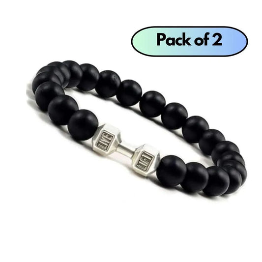 Black Matte Agate Onyx Beads Bracelet Pack of 2 jewelry