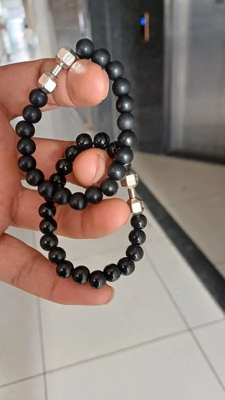 Black Matte Agate Onyx Beads Bracelet Pack of 2 jewelry