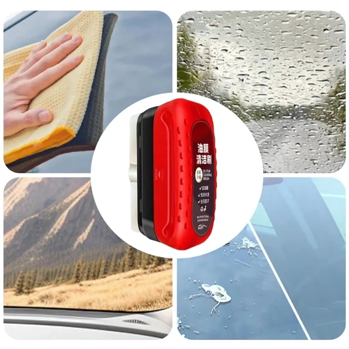 Car Glass Oil Film Remover Cleaning Brush