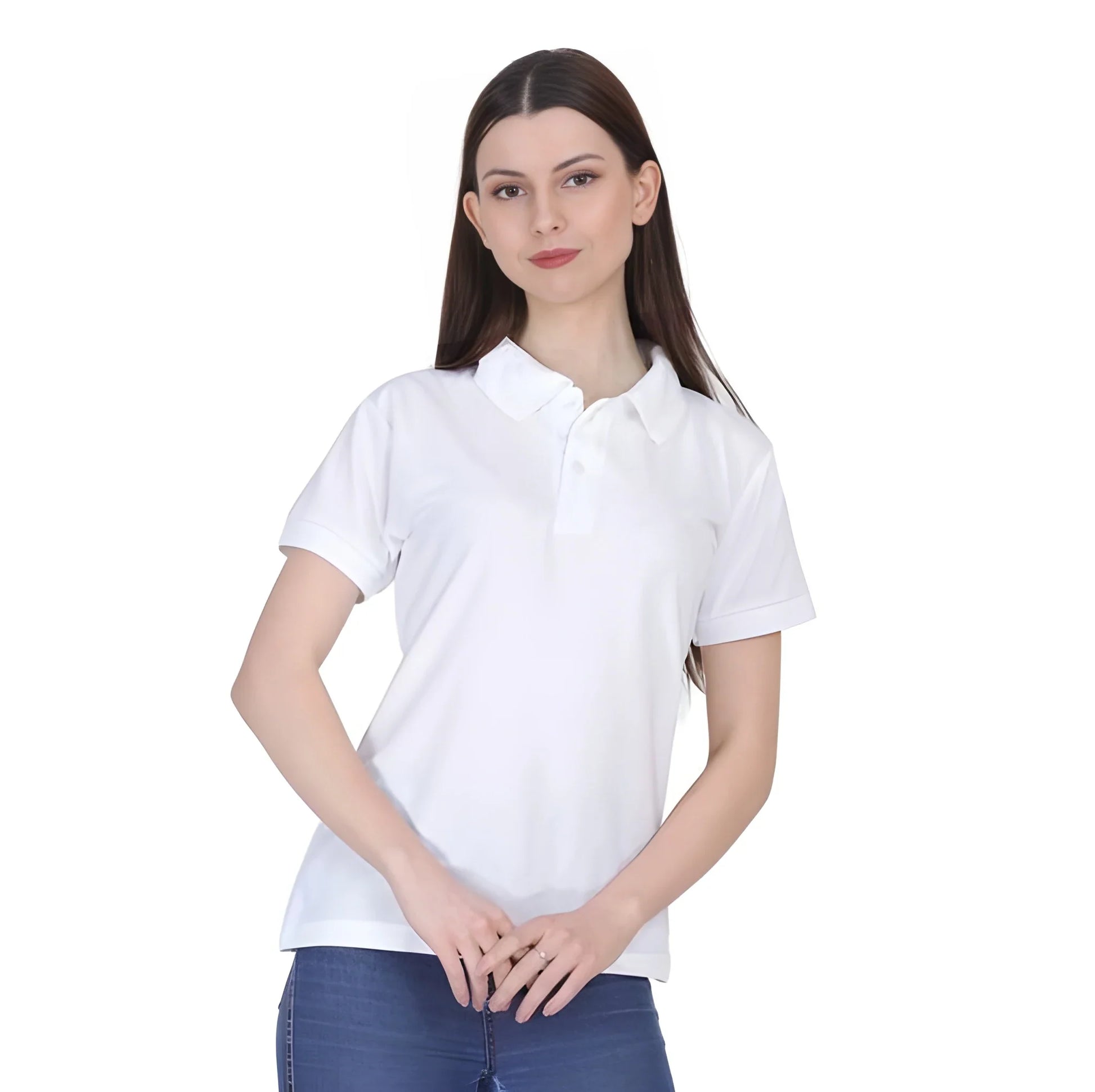 Classic White Cotton Polo Neck T Shirt