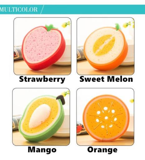 Cleaning Sponge Fruits Shaped Kitchen/Bathroom Wash Cleaning Sponge (Pack of 4)