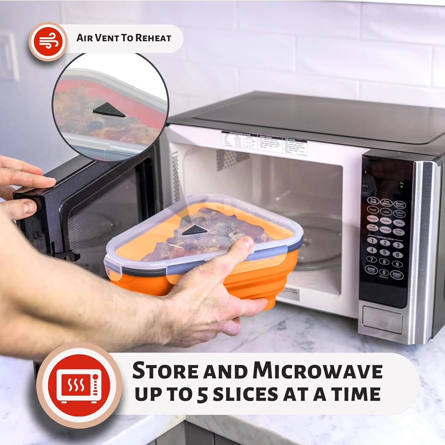 Collapsible Pizza Slice Container Kitchenware