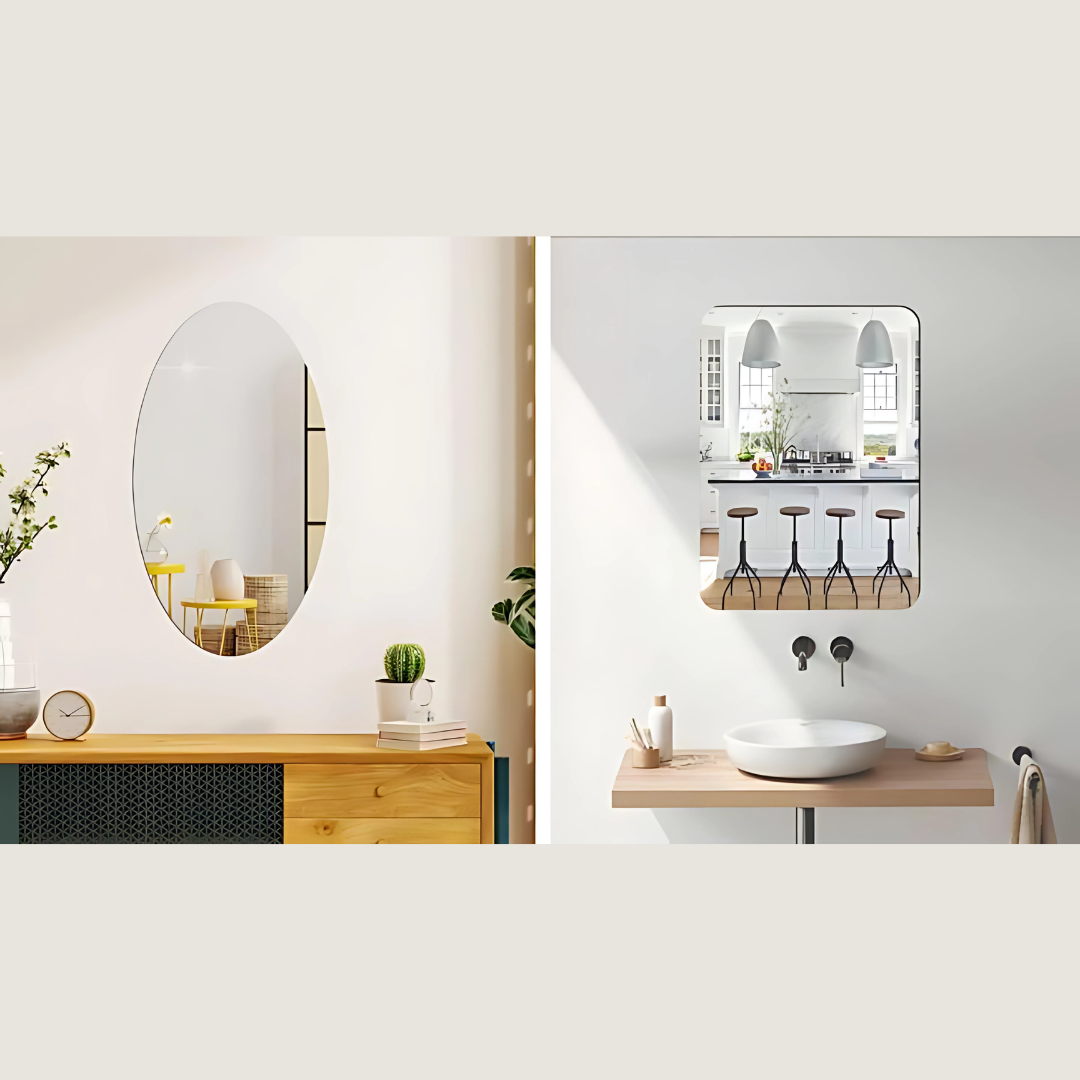 Combo of Oval Shape & Square Shape Mirror (Pack of 2)