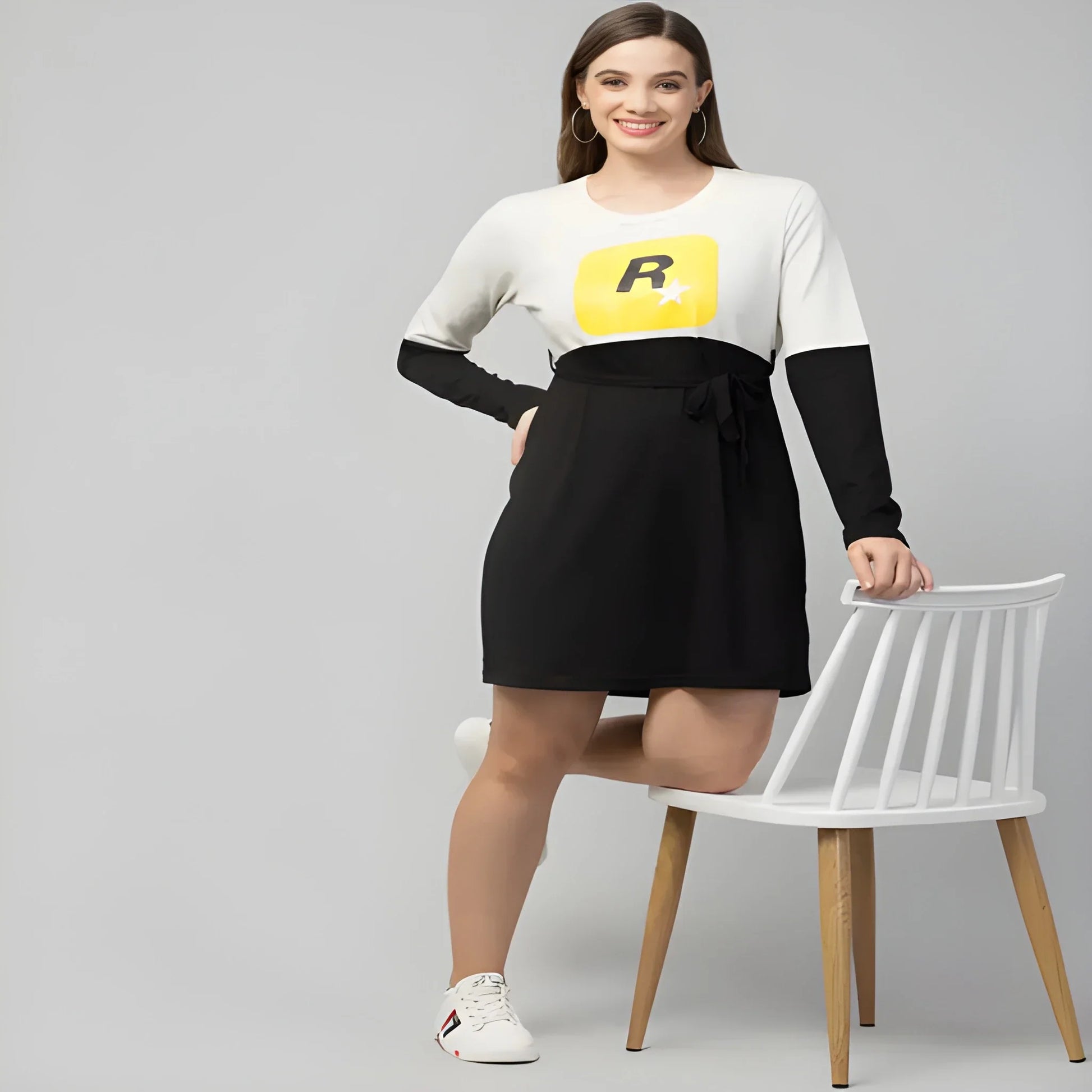 Cotton Printed T Shirt Dress