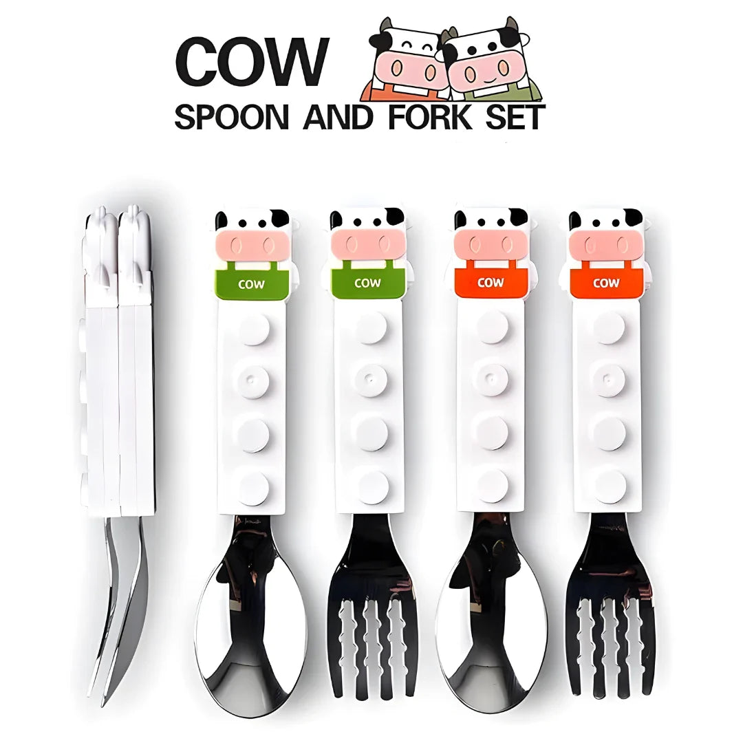 Cow Shaped Grip Spoon and Fork