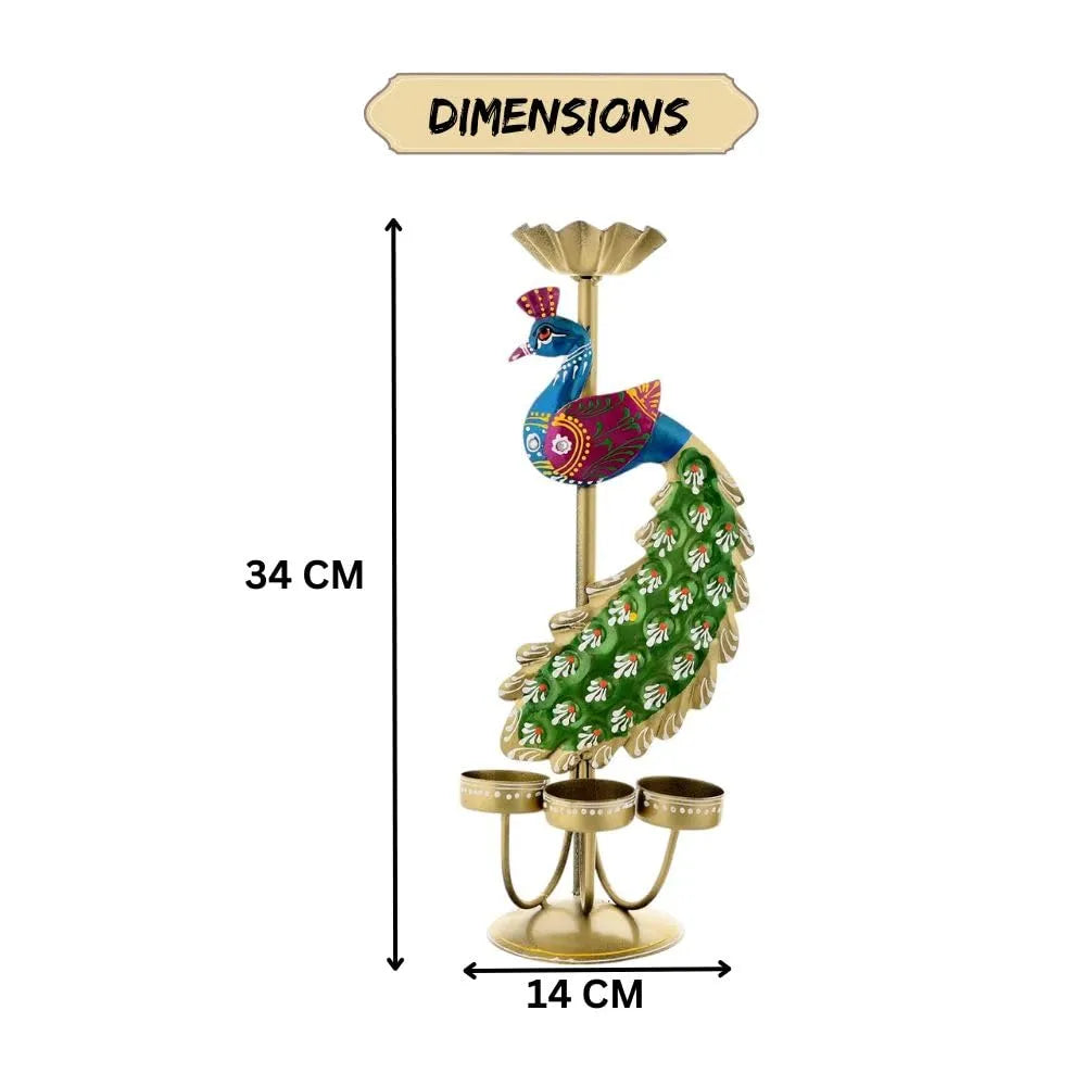 Crafted Peacock Tealight Holder Home Accessories