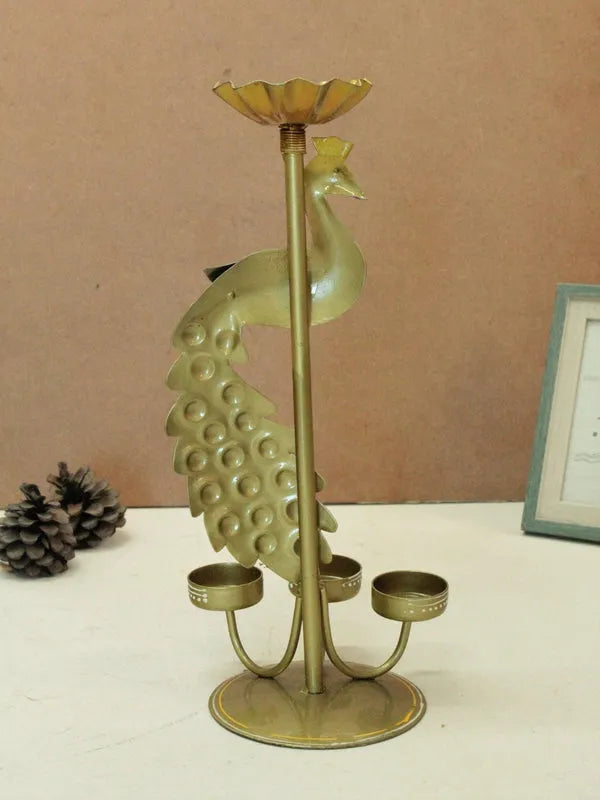 Crafted Peacock Tealight Holder Home Accessories